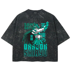 Playera streetwear premium de anime y gaming ExtraLife MX, corte boxy deluxe mineral wash heavyweight en color Acid Wash, moda urbana mexicana de culto.