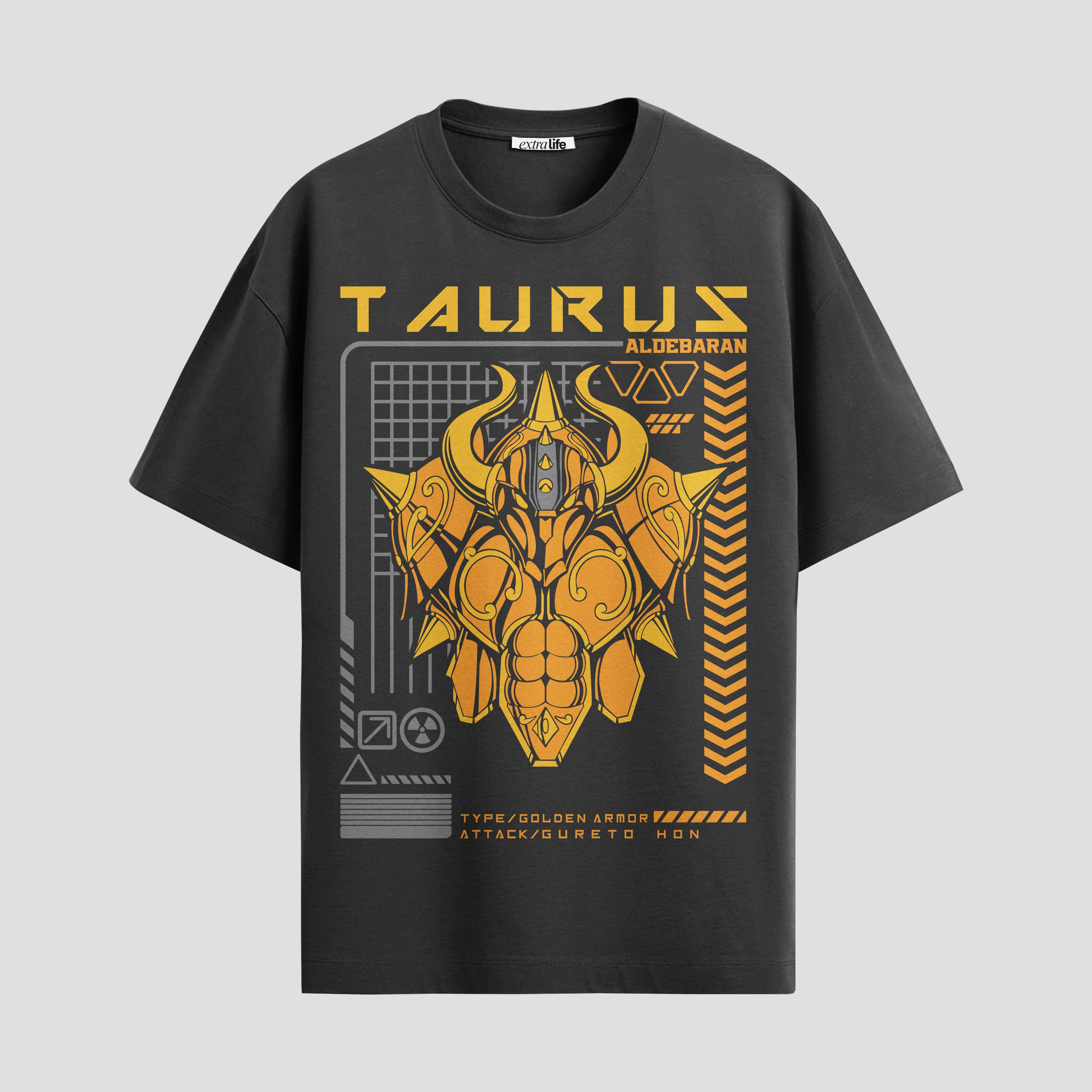 Playera urbana de anime y gaming ExtraLife MX, corte Standard Fit unisex ligero y transpirable en color Deep Black y Pure White, ropa de uso diario para gym y casual.