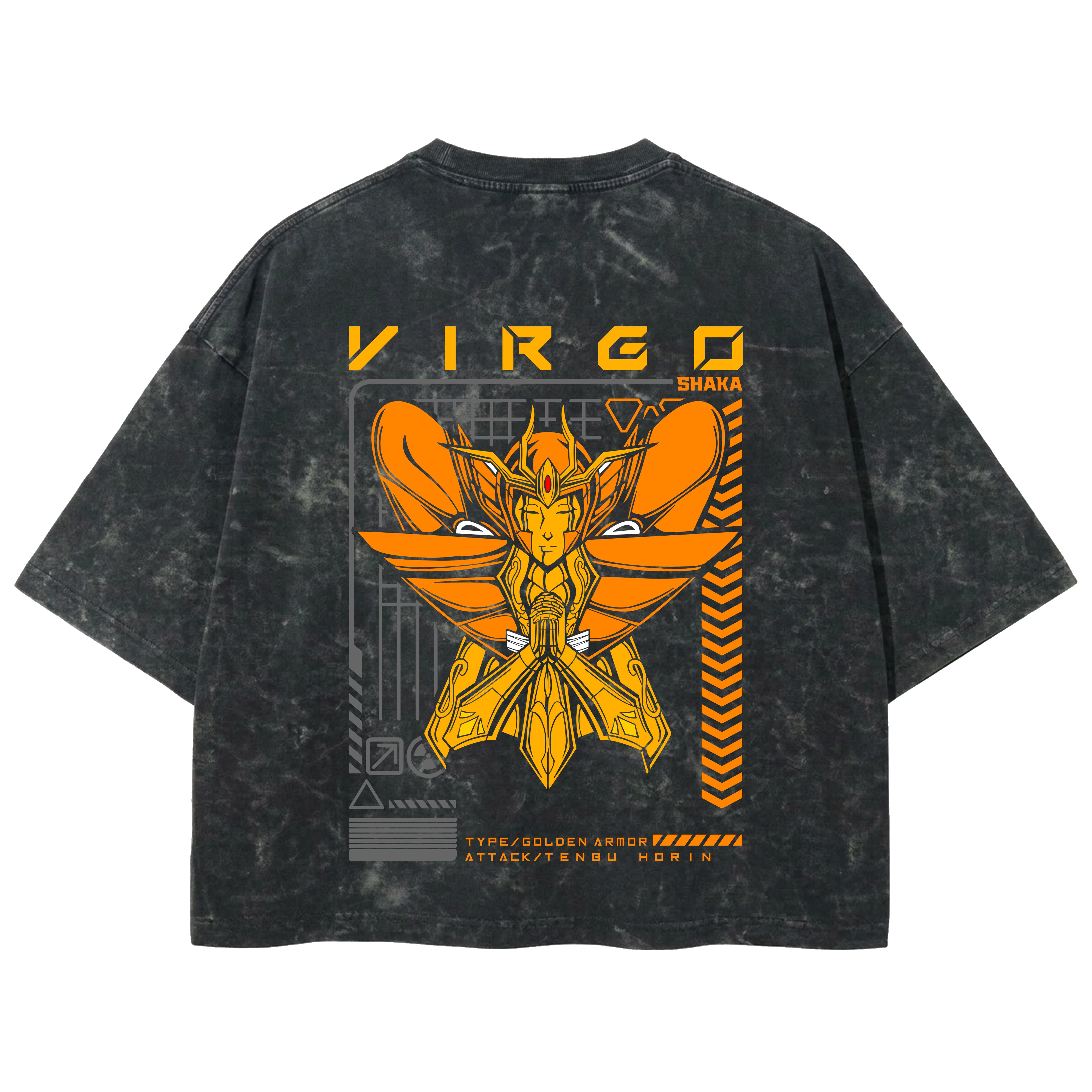 Playera streetwear premium de anime y gaming ExtraLife MX, corte boxy deluxe mineral wash heavyweight en color Acid Wash, moda urbana mexicana de culto.