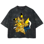 Playera streetwear premium de anime y gaming ExtraLife MX, corte boxy deluxe mineral wash heavyweight en color Acid Wash, moda urbana mexicana de culto.