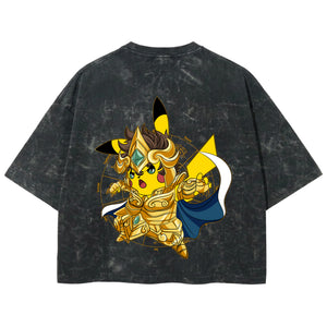 Playera streetwear premium de anime y gaming ExtraLife MX, corte boxy deluxe mineral wash heavyweight en color Acid Wash, moda urbana mexicana de culto.