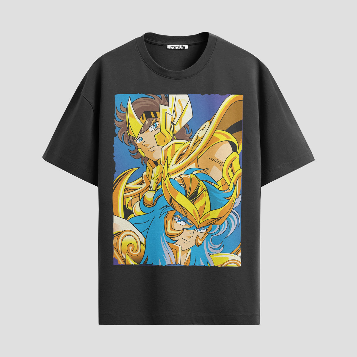 Playera urbana de anime y gaming ExtraLife MX, corte Classic Premium unisex ligero y transpirable en color Deep Black y Pure White, ropa de uso diario para gym y casual.