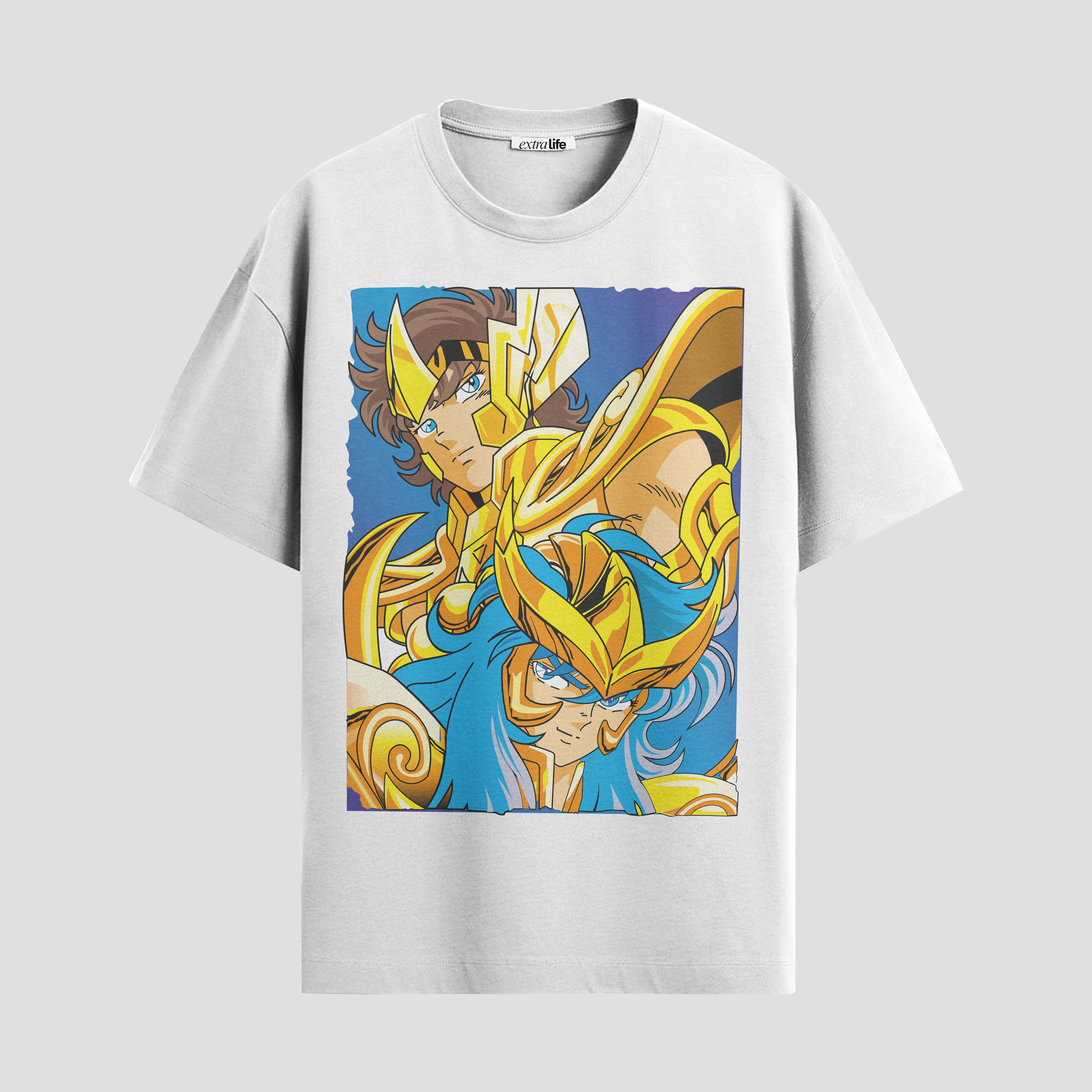 Playera urbana de anime y gaming ExtraLife MX, corte Standard Fit unisex ligero y transpirable en color Deep Black y Pure White, ropa de uso diario para gym y casual.
