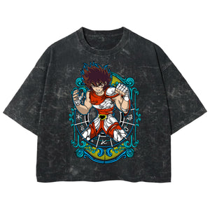Playera streetwear premium de anime y gaming ExtraLife MX, corte boxy deluxe mineral wash heavyweight en color Acid Wash, moda urbana mexicana de culto.