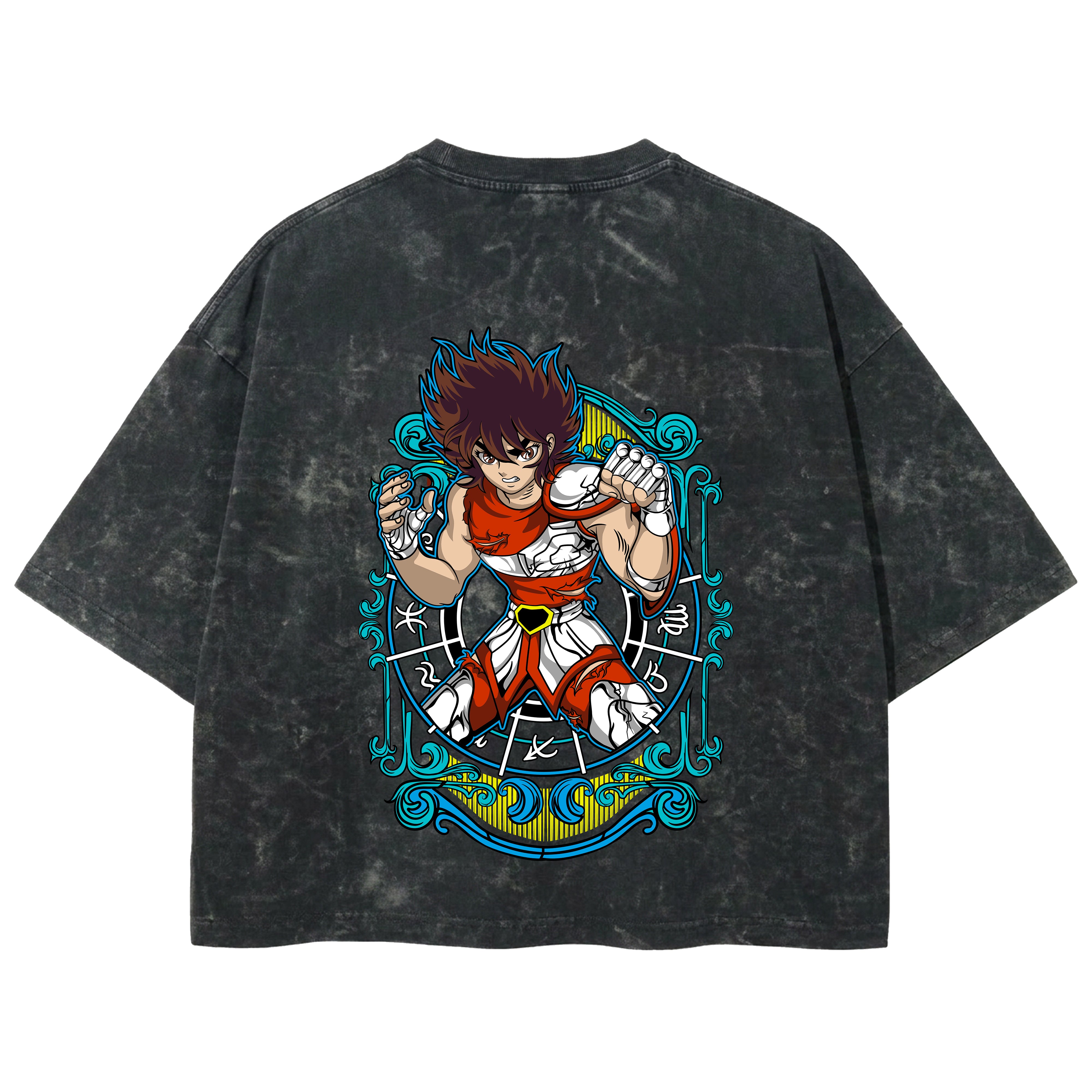 Playera streetwear premium de anime y gaming ExtraLife MX, corte boxy deluxe mineral wash heavyweight en color Acid Wash, moda urbana mexicana de culto.