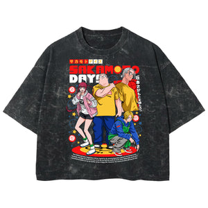 Playera streetwear premium de anime y gaming ExtraLife MX, corte boxy deluxe mineral wash heavyweight en color Acid Wash, moda urbana mexicana de culto.