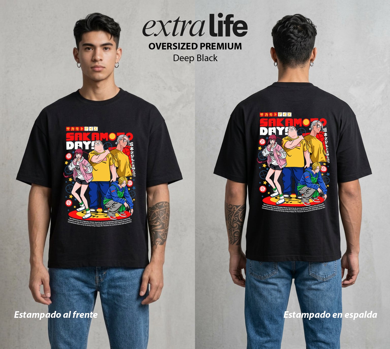 El Retirado Letal | Los del Retirado #03870 - Playera Oversized Premium | Deep Black - Foto en modelo
