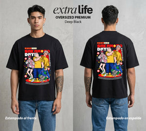 El Retirado Letal | Los del Retirado #03870 - Playera Oversized Premium | Deep Black - Foto en modelo