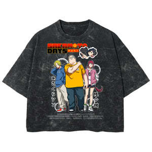 Playera streetwear premium de anime y gaming ExtraLife MX, corte boxy deluxe mineral wash heavyweight en color Acid Wash, moda urbana mexicana de culto.
