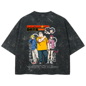 Playera streetwear premium de anime y gaming ExtraLife MX, corte boxy deluxe mineral wash heavyweight en color Acid Wash, moda urbana mexicana de culto.