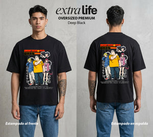 El Retirado Letal | El Equipo del Bien #03871 - Playera Oversized Premium | Deep Black - Foto en modelo
