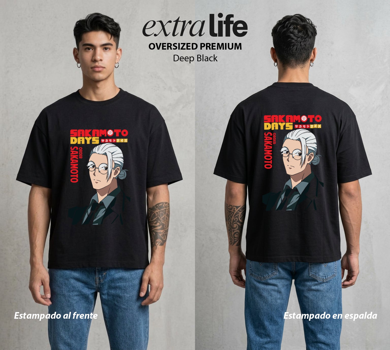 El Retirado Letal | La Orden del Bien #03872 - Playera Oversized Premium | Deep Black - Foto en modelo