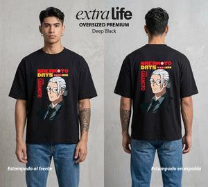 El Retirado Letal | La Orden del Bien #03872 - Playera Oversized Premium | Deep Black - Foto en modelo