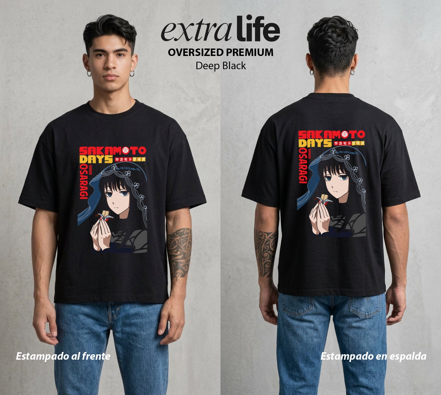 El Retirado Letal | El Asistente del Bien #03873 - Playera Oversized Premium | Deep Black - Foto en modelo