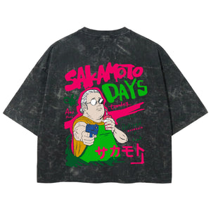 Playera streetwear premium de anime y gaming ExtraLife MX, corte boxy deluxe mineral wash heavyweight en color Acid Wash, moda urbana mexicana de culto.
