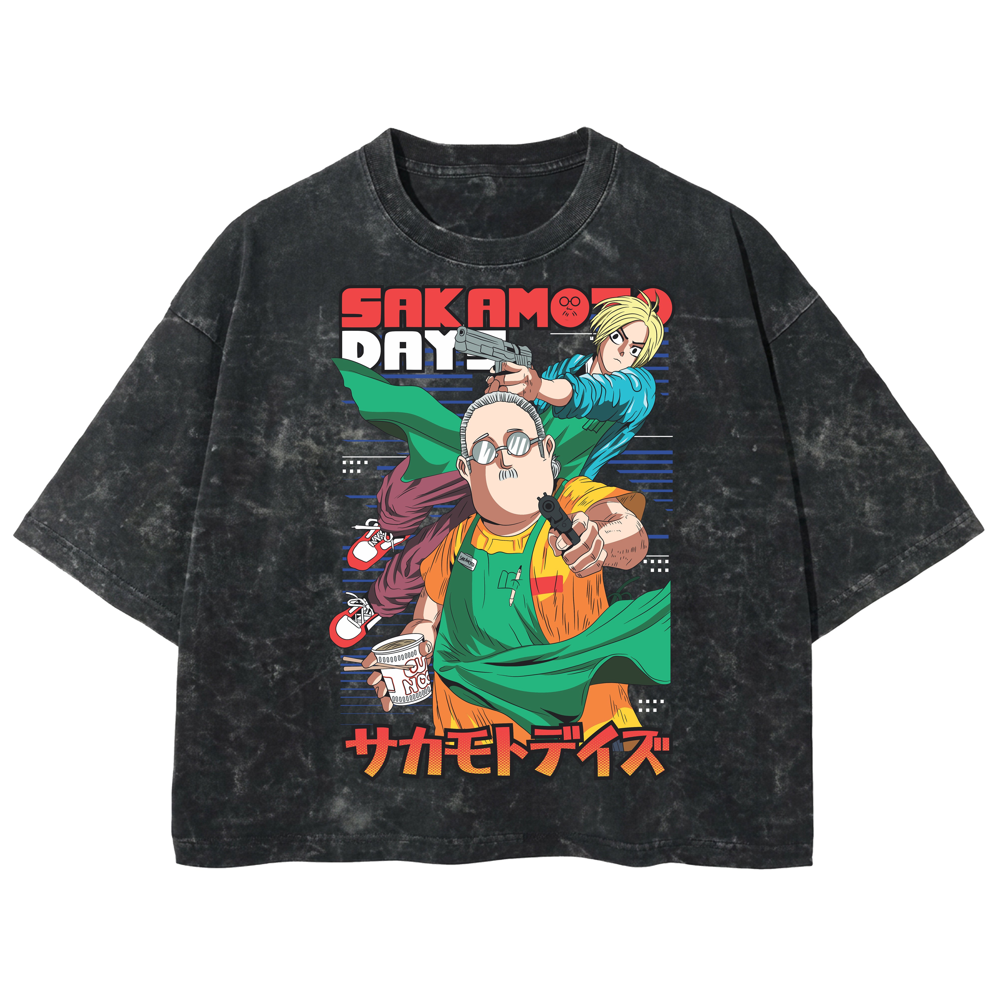 Playera streetwear premium de anime y gaming ExtraLife MX, corte boxy deluxe mineral wash heavyweight en color Acid Wash, moda urbana mexicana de culto.