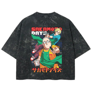 Playera streetwear premium de anime y gaming ExtraLife MX, corte boxy deluxe mineral wash heavyweight en color Acid Wash, moda urbana mexicana de culto.