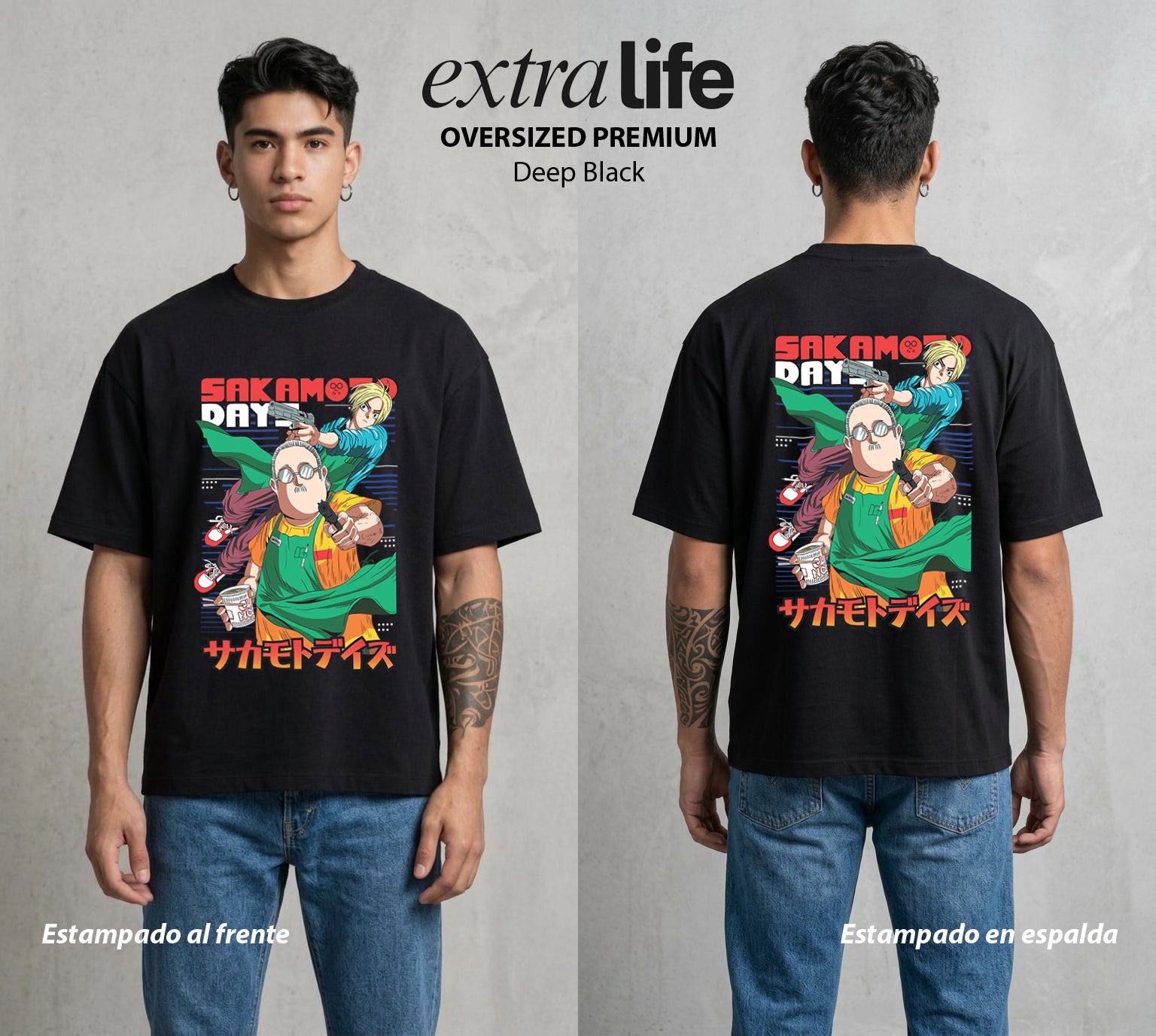 El Retirado Letal | El Amo de Casa Letal #03877 - Playera Oversized Premium | Deep Black - Foto en modelo