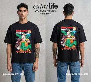 El Retirado Letal | El Amo de Casa Letal #03877 - Playera Oversized Premium | Deep Black - Foto en modelo