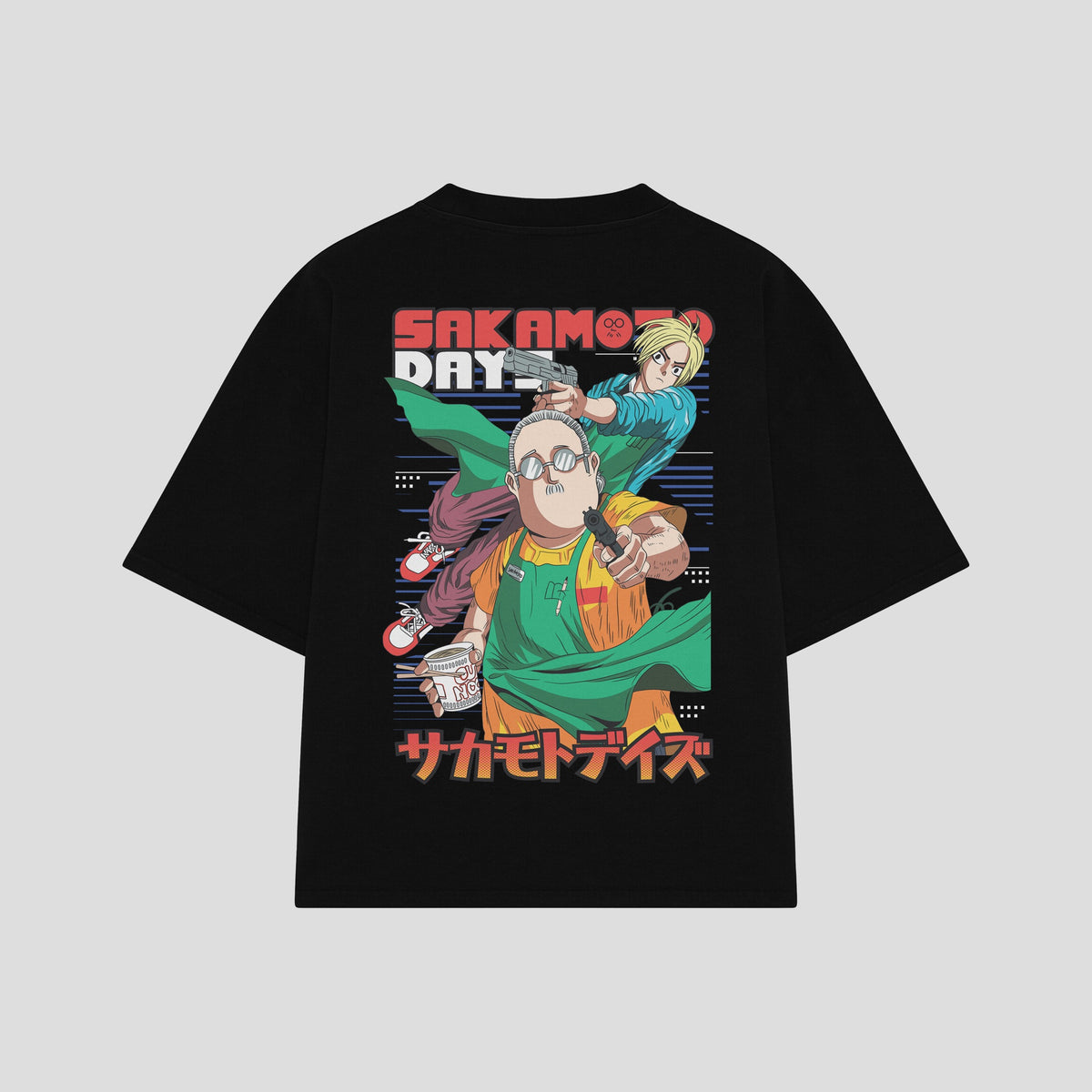 Playera streetwear premium de anime y gaming ExtraLife MX, corte oversized drop shoulder ligero y fresco en color Deep Black y Off-White, moda urbana mexicana de culto.