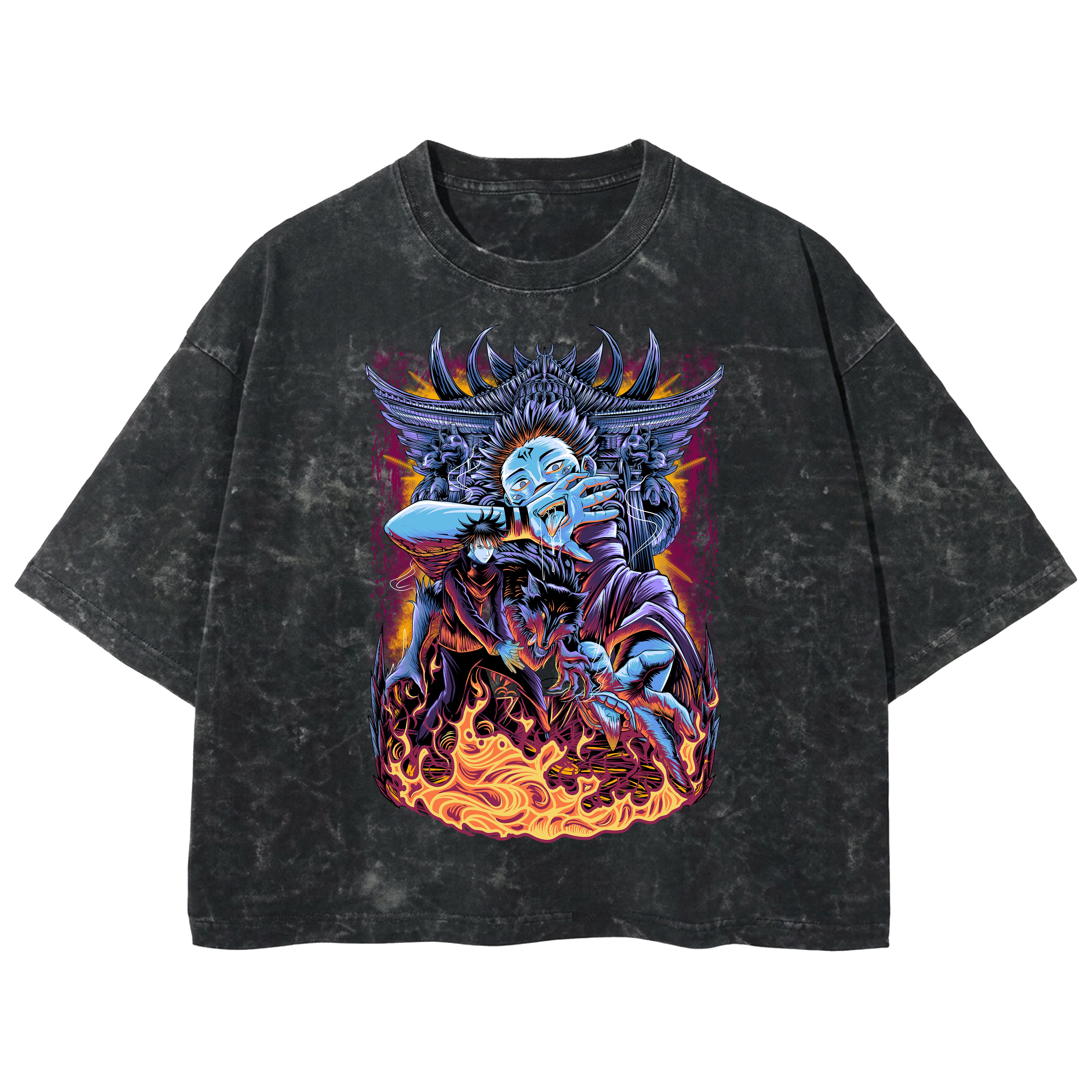 Playera streetwear premium de anime y gaming ExtraLife MX, corte boxy deluxe mineral wash heavyweight en color Acid Wash, moda urbana mexicana de culto.