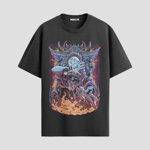 Playera urbana de anime y gaming ExtraLife MX, corte Standard Fit unisex ligero y transpirable en color Deep Black y Pure White, ropa de uso diario para gym y casual.