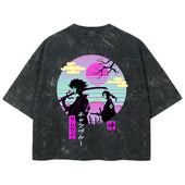 Playera streetwear premium de anime y gaming ExtraLife MX, corte boxy deluxe mineral wash heavyweight en color Acid Wash, moda urbana mexicana de culto.