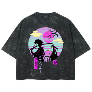 Playera streetwear premium de anime y gaming ExtraLife MX, corte boxy deluxe mineral wash heavyweight en color Acid Wash, moda urbana mexicana de culto.