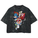 Playera streetwear premium de anime y gaming ExtraLife MX, corte boxy deluxe mineral wash heavyweight en color Acid Wash, moda urbana mexicana de culto.