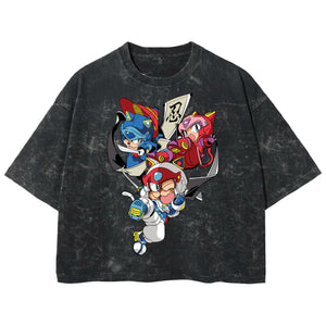 Playera streetwear premium de anime y gaming ExtraLife MX, corte boxy deluxe mineral wash heavyweight en color Acid Wash, moda urbana mexicana de culto.