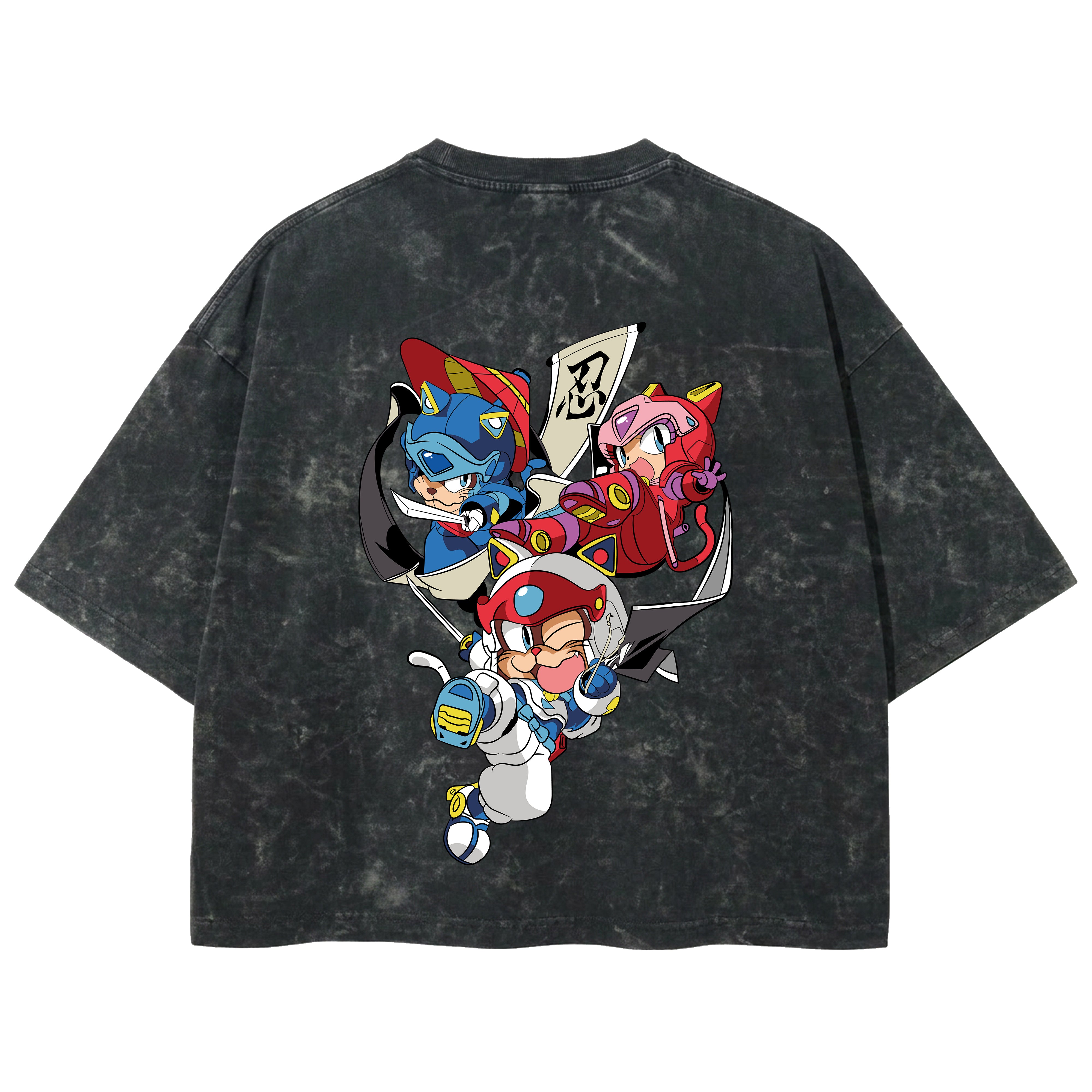 Playera streetwear premium de anime y gaming ExtraLife MX, corte boxy deluxe mineral wash heavyweight en color Acid Wash, moda urbana mexicana de culto.