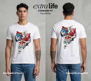 Los Gatos Samurai | Los Gatos del Bien Samurai #03881 - Playera Standard Fit | Pure White - Foto en modelo