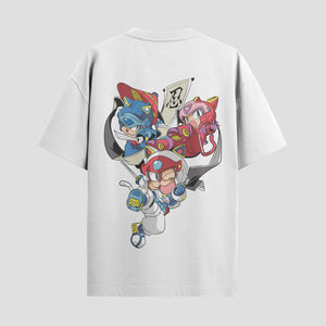 Playera urbana de anime y gaming ExtraLife MX, corte Standard Fit unisex ligero y transpirable en color Deep Black y Pure White, ropa de uso diario para gym y casual.