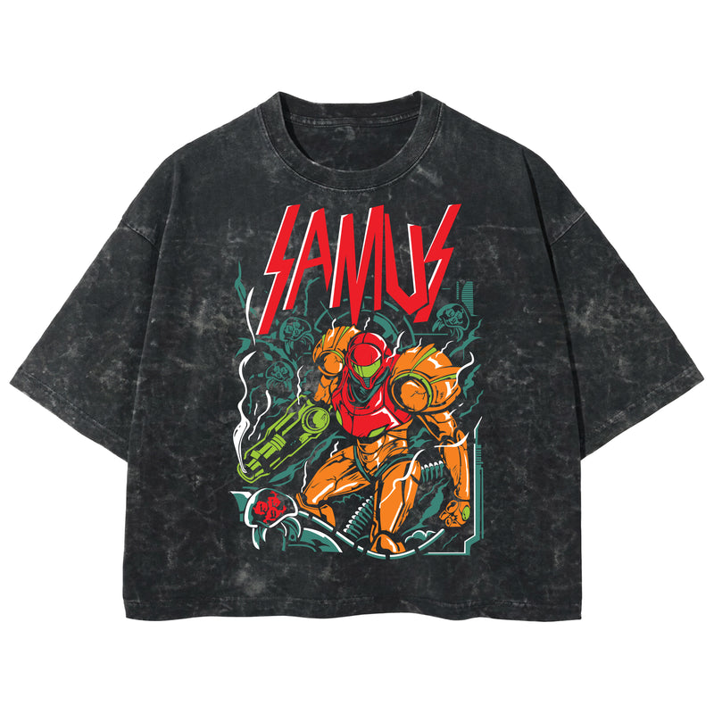 Playera streetwear premium de anime y gaming ExtraLife MX, corte boxy deluxe mineral wash heavyweight en color Acid Wash, moda urbana mexicana de culto.
