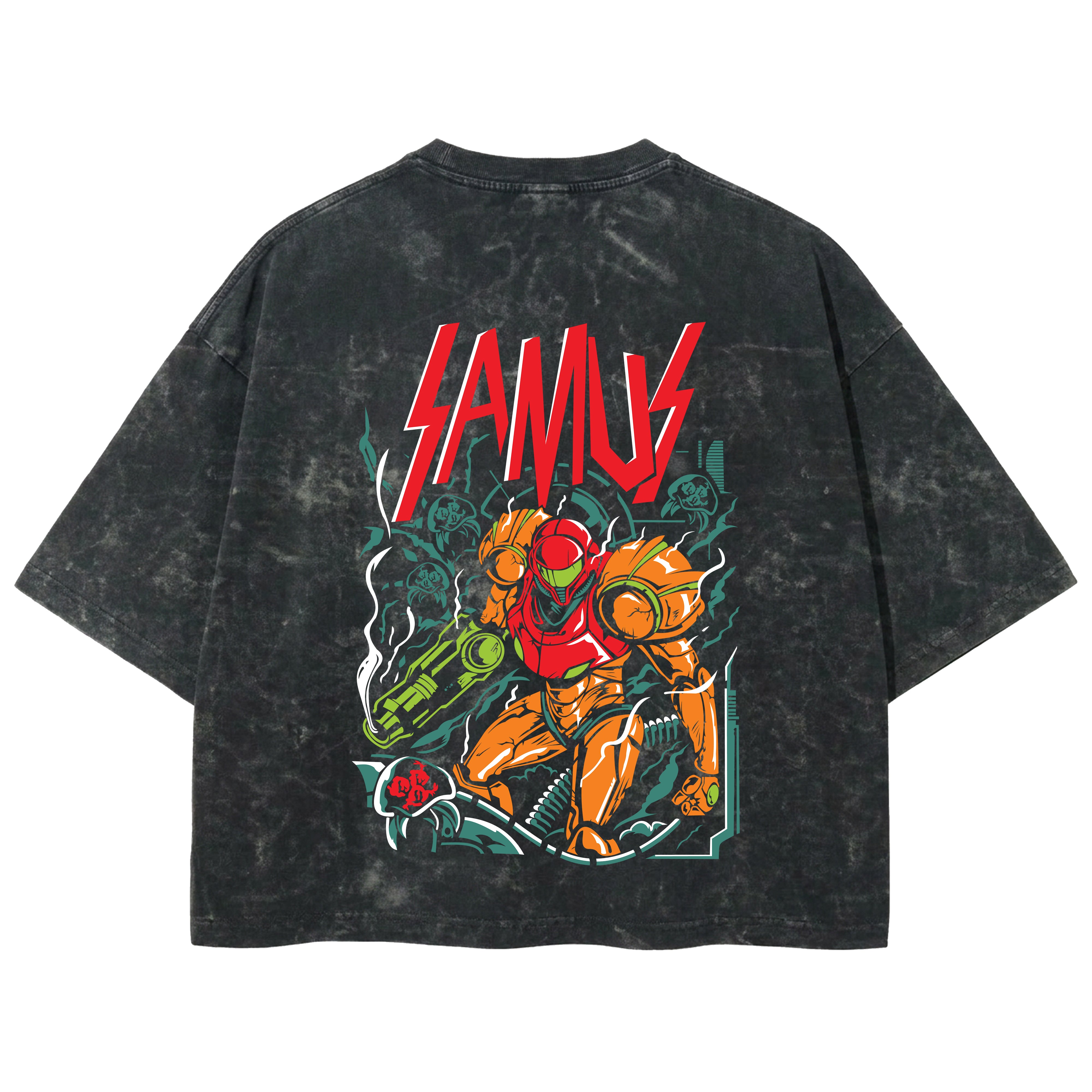 Playera streetwear premium de anime y gaming ExtraLife MX, corte boxy deluxe mineral wash heavyweight en color Acid Wash, moda urbana mexicana de culto.