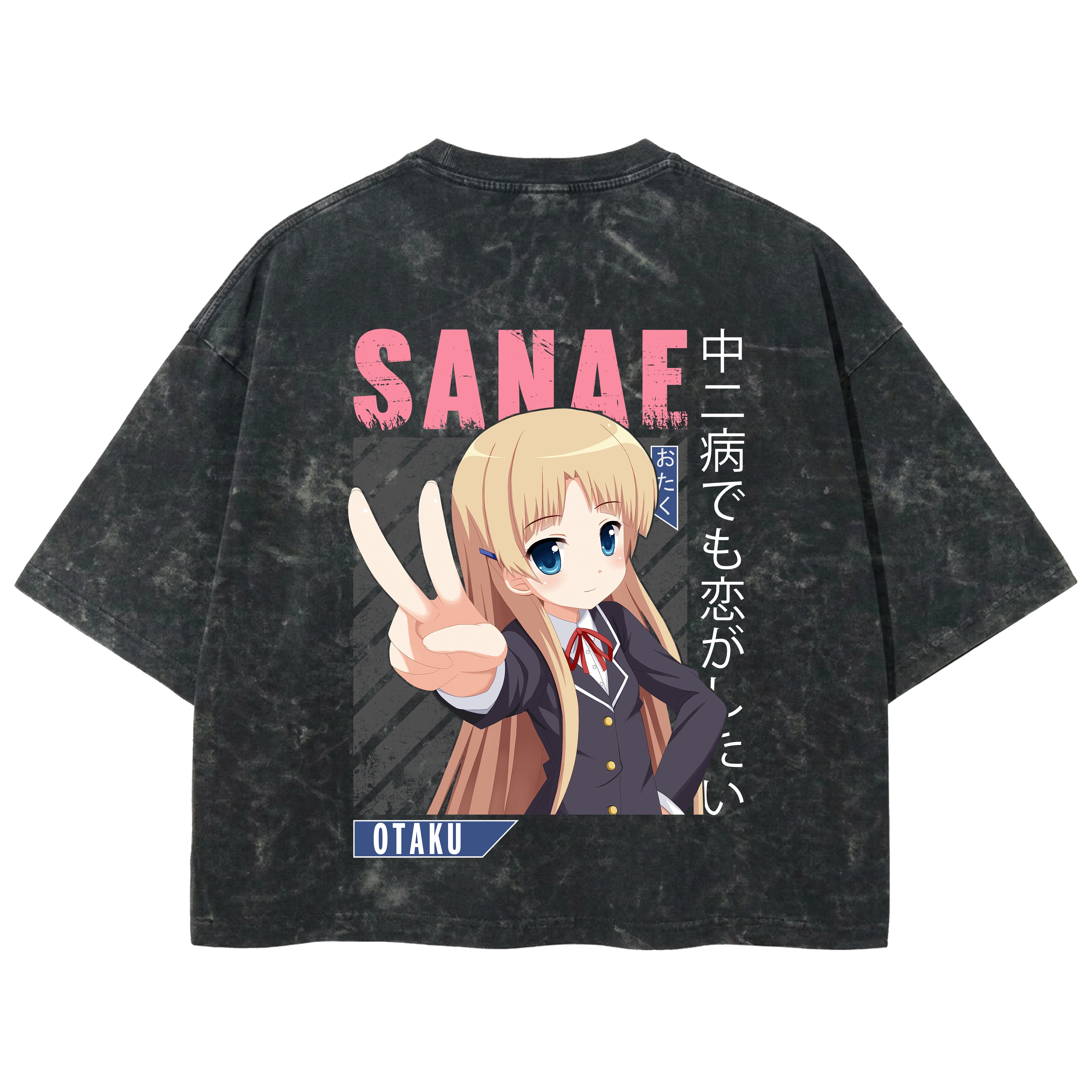 Playera streetwear premium de anime y gaming ExtraLife MX, corte boxy deluxe mineral wash heavyweight en color Acid Wash, moda urbana mexicana de culto.