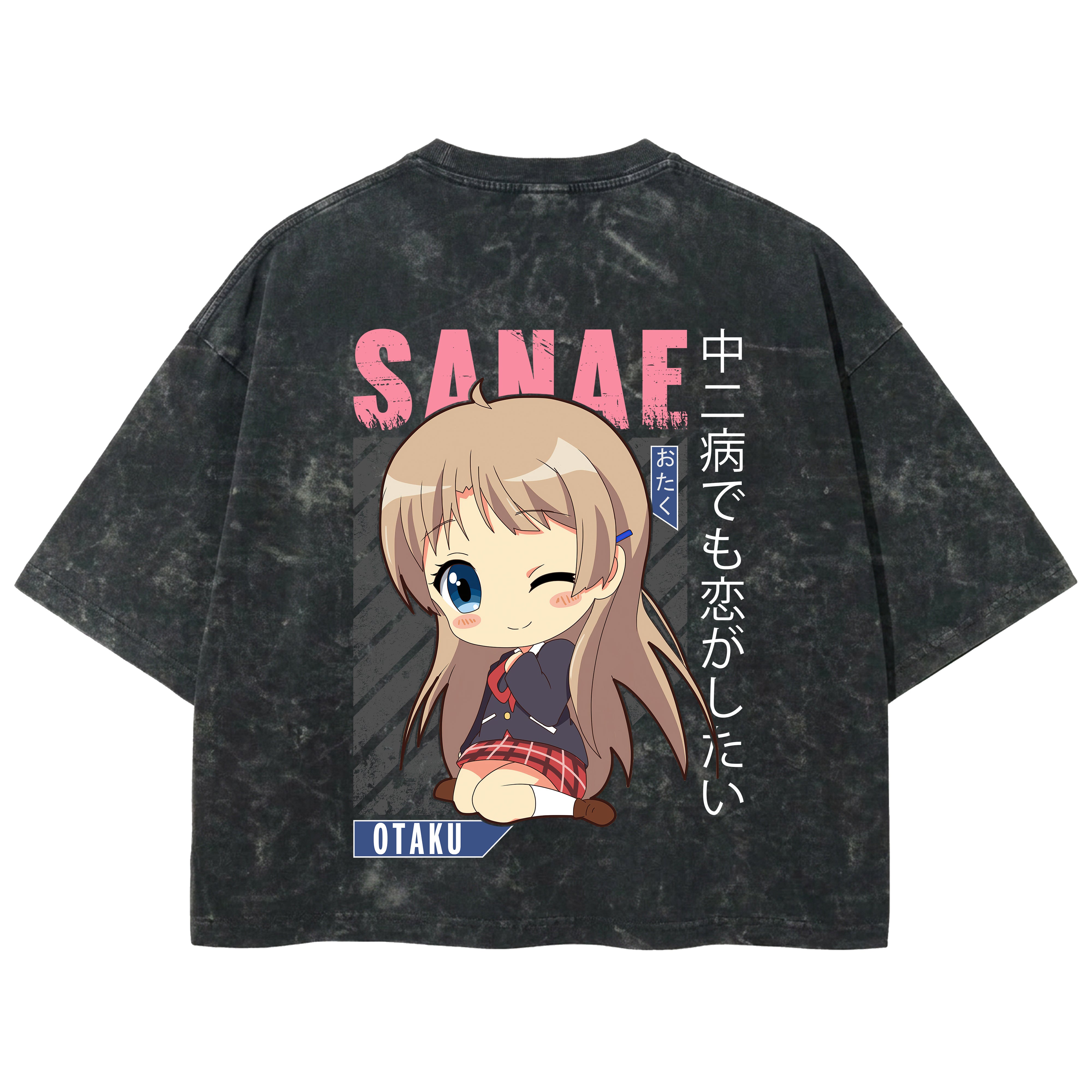 Playera streetwear premium de anime y gaming ExtraLife MX, corte boxy deluxe mineral wash heavyweight en color Acid Wash, moda urbana mexicana de culto.