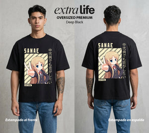 El Ojo del Mal | El Martillo del Bien #03887 - Playera Oversized Premium | Deep Black - Foto en modelo
