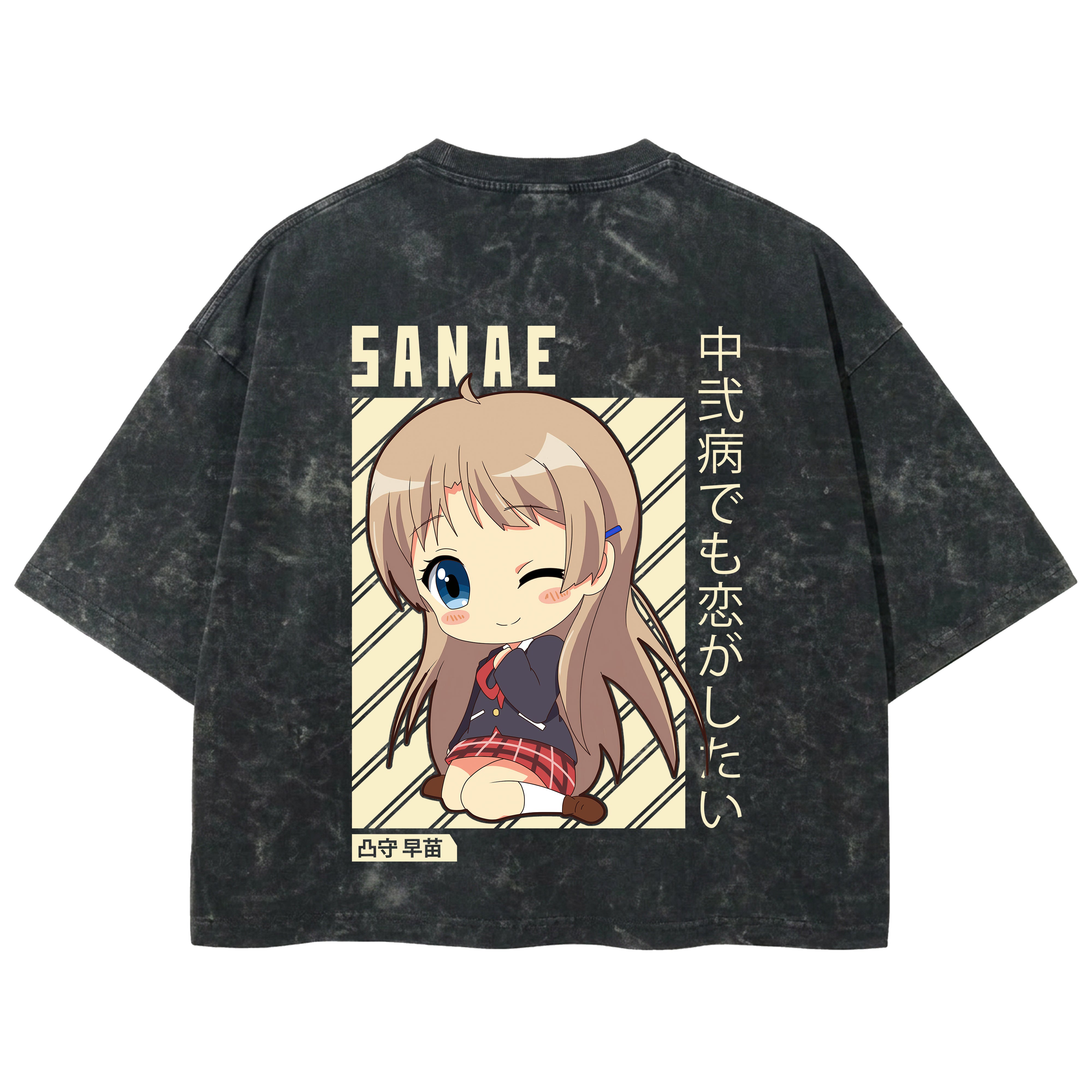 Playera streetwear premium de anime y gaming ExtraLife MX, corte boxy deluxe mineral wash heavyweight en color Acid Wash, moda urbana mexicana de culto.