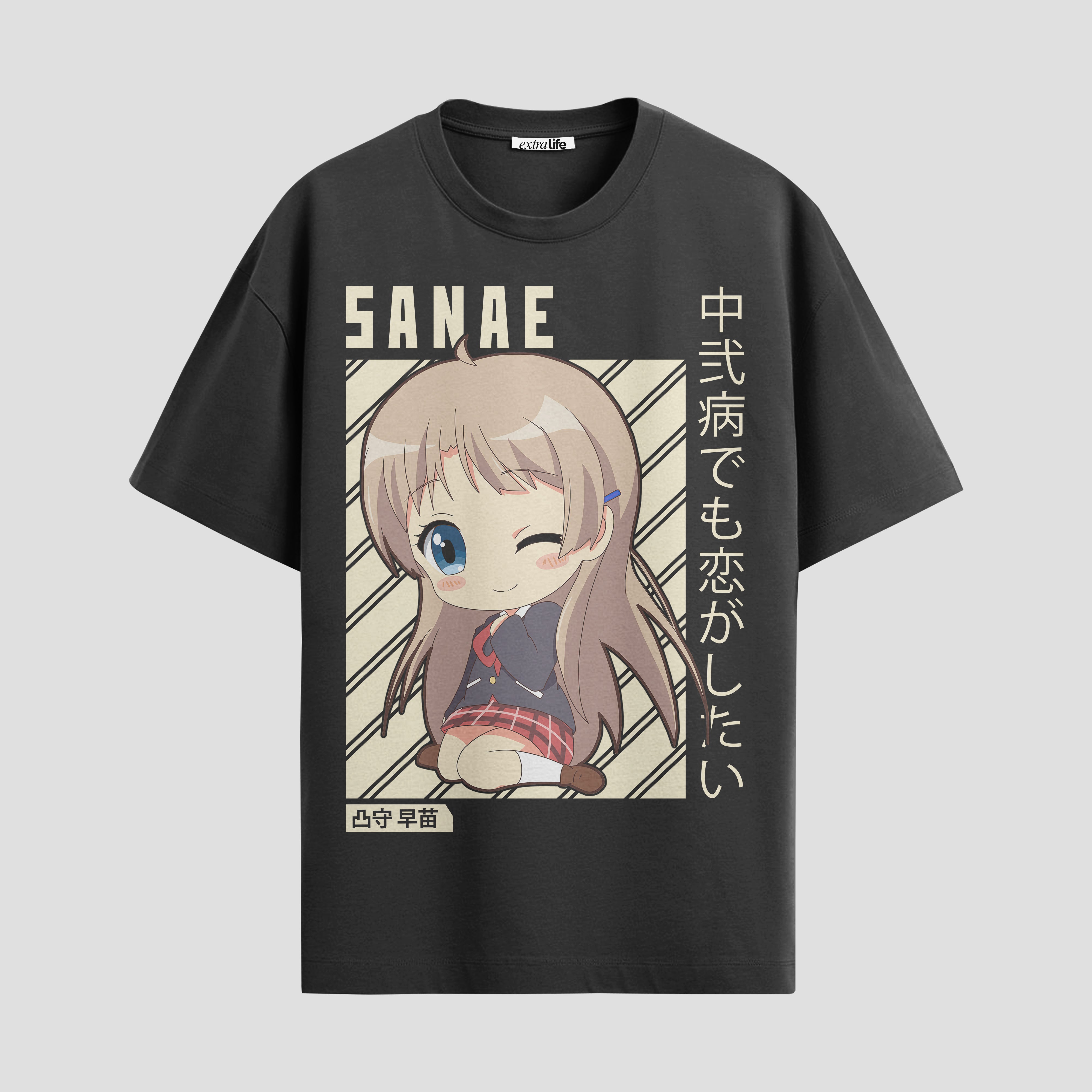 Playera urbana de anime y gaming ExtraLife MX, corte Standard Fit unisex ligero y transpirable en color Deep Black y Pure White, ropa de uso diario para gym y casual.