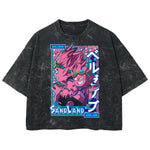 Playera streetwear premium de anime y gaming ExtraLife MX, corte boxy deluxe mineral wash heavyweight en color Acid Wash, moda urbana mexicana de culto.