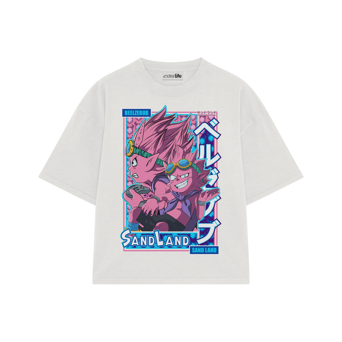 Playera streetwear premium de anime y gaming ExtraLife MX, corte oversized drop shoulder ligero y fresco en color Deep Black y Off-White, moda urbana mexicana de culto.