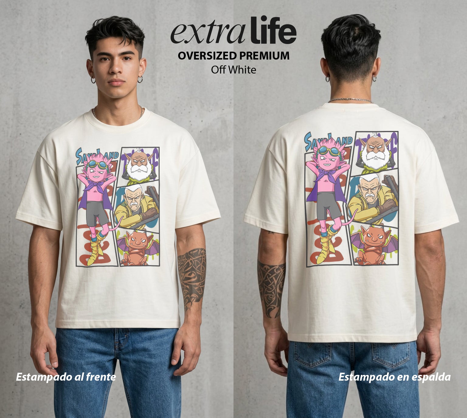 El Desierto del Principe | Los del Desierto #03890 - Playera Oversized Premium | Off White - Foto en modelo