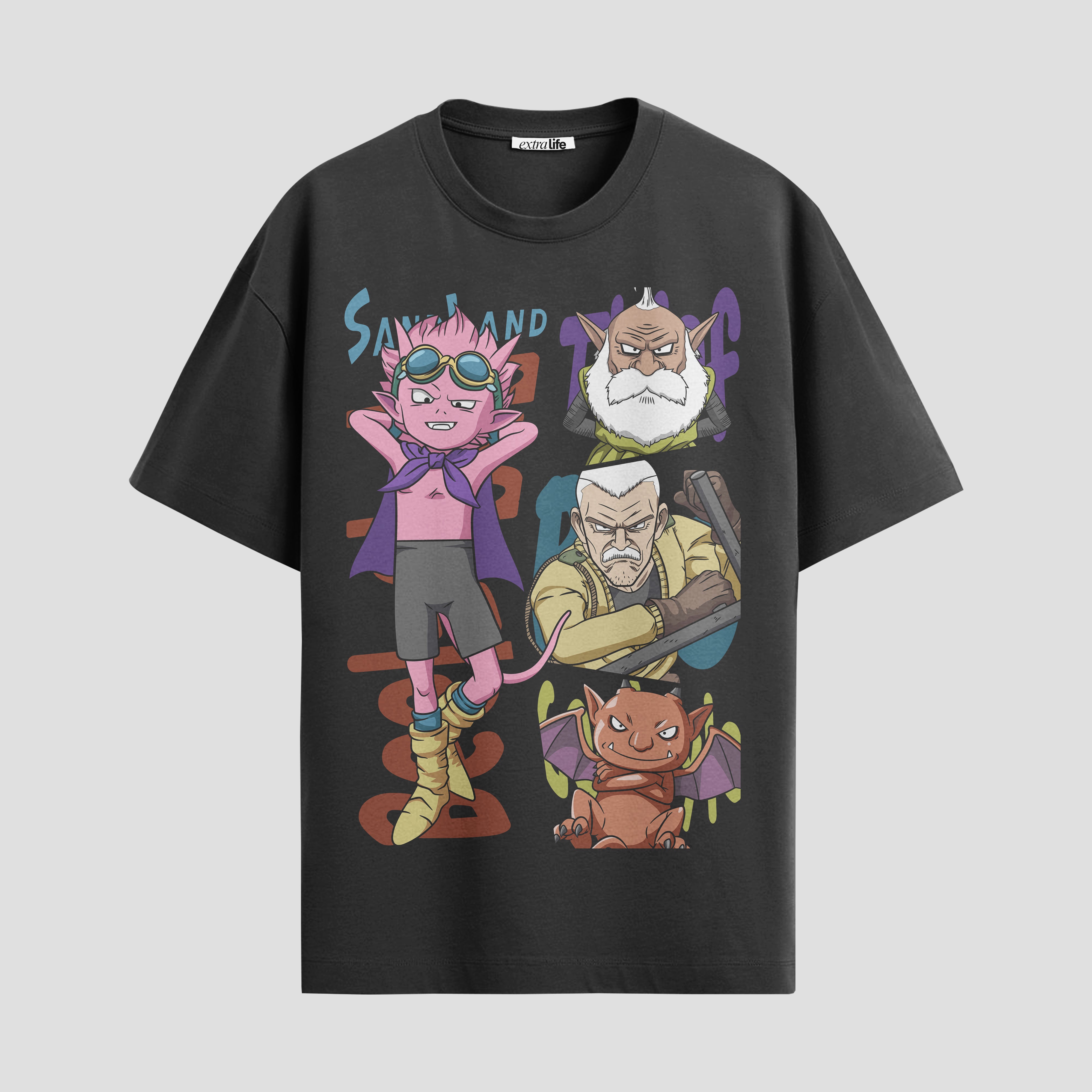 Playera urbana de anime y gaming ExtraLife MX, corte Standard Fit unisex ligero y transpirable en color Deep Black y Pure White, ropa de uso diario para gym y casual.