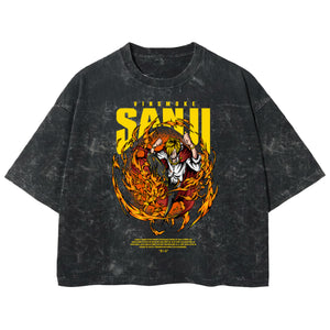 Playera streetwear premium de anime y gaming ExtraLife MX, corte boxy deluxe mineral wash heavyweight en color Acid Wash, moda urbana mexicana de culto.
