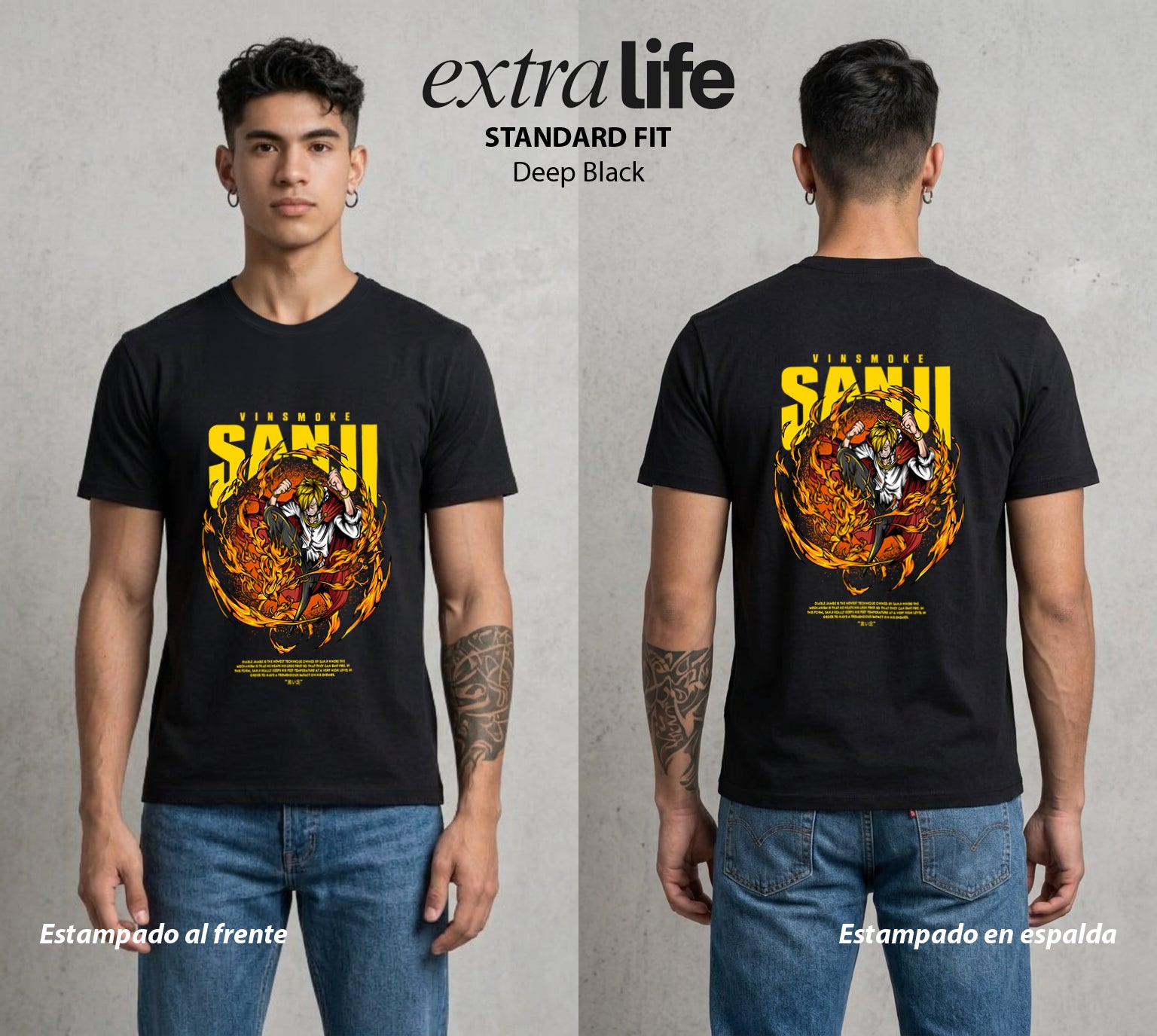 Mar de los Piratas | Patada Llameante #03891 - Playera Standard Fit | Deep Black - Foto en modelo