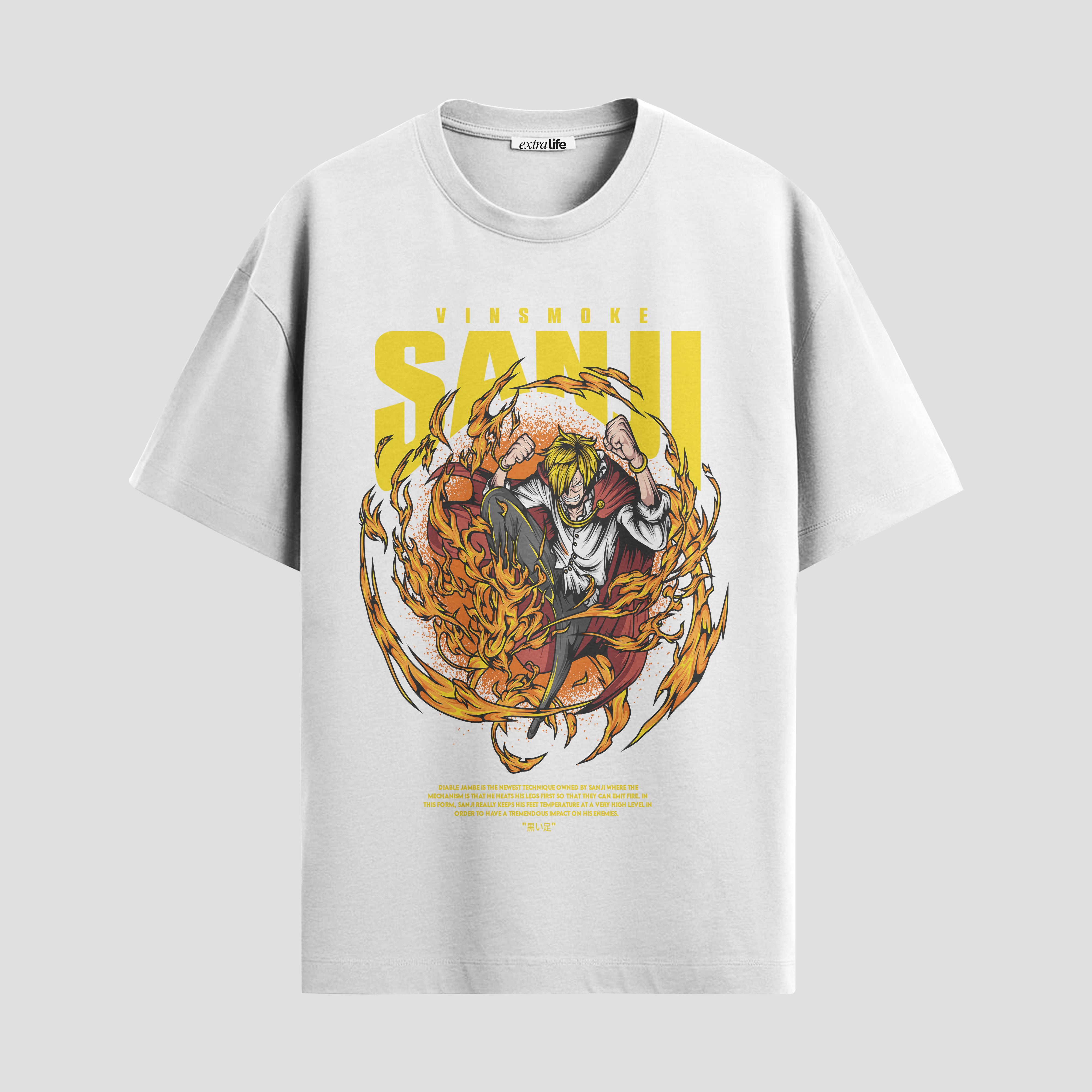 Playera urbana de anime y gaming ExtraLife MX, corte Standard Fit unisex ligero y transpirable en color Deep Black y Pure White, ropa de uso diario para gym y casual.