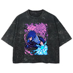 Playera streetwear premium de anime y gaming ExtraLife MX, corte boxy deluxe mineral wash heavyweight en color Acid Wash, moda urbana mexicana de culto.