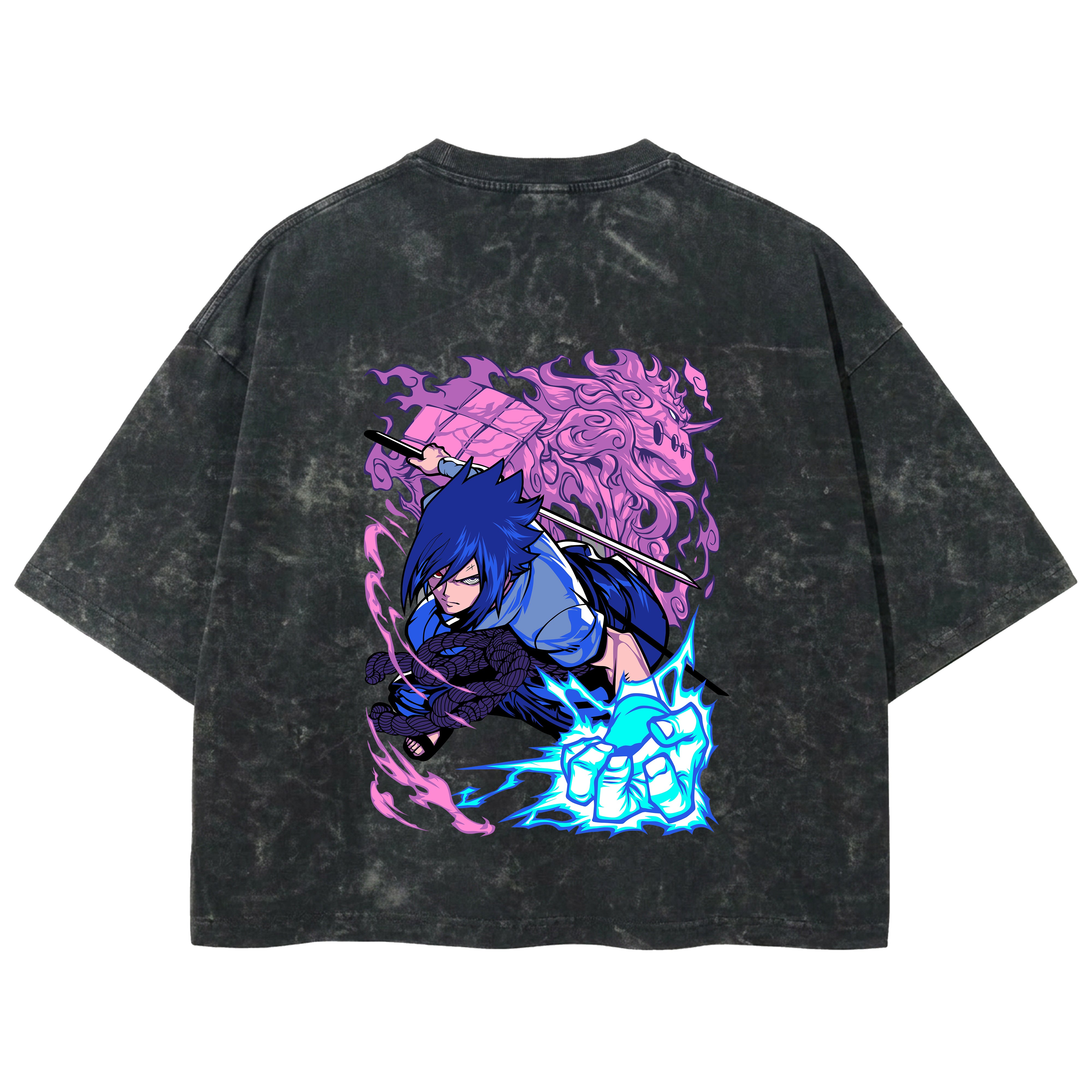 Playera streetwear premium de anime y gaming ExtraLife MX, corte boxy deluxe mineral wash heavyweight en color Acid Wash, moda urbana mexicana de culto.