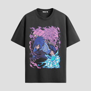 Playera urbana de anime y gaming ExtraLife MX, corte Standard Fit unisex ligero y transpirable en color Deep Black y Pure White, ropa de uso diario para gym y casual.